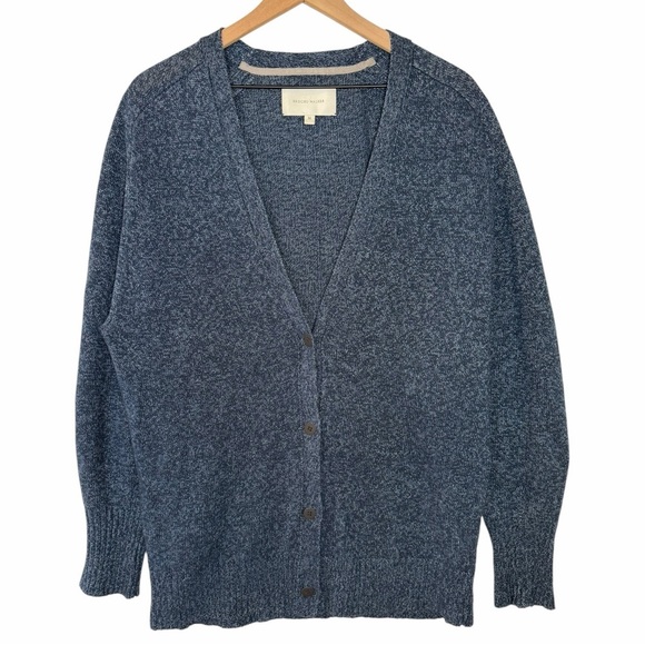 Brochu Walker Other - Brochu Walker Blue Cotton Linen Cardigan Sweater Sz M Relaxed Minimalist
